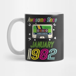 Funny Birthday Quote, Awesome Since January 1982, Retro Birthday Mug